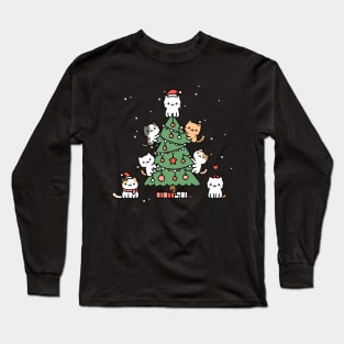 Kawaii Cat Christmas Tree Long Sleeve T-Shirt